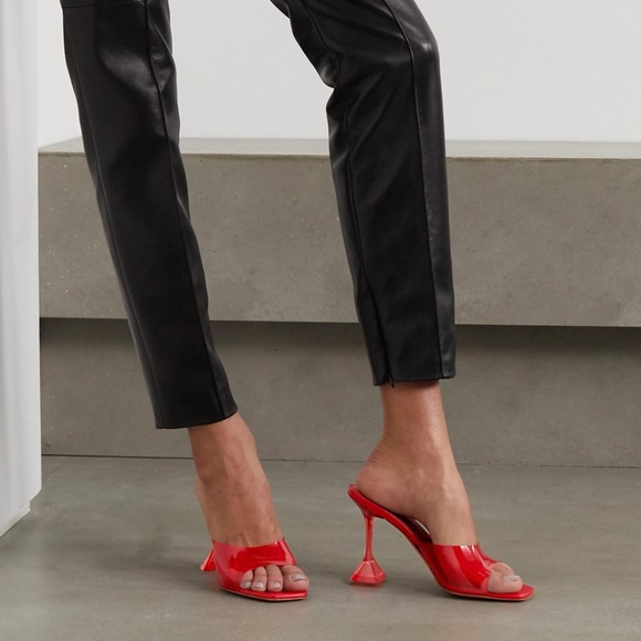 AMINA MUADDI Red Lupita Glass Pvc And Leather Mules - Picture 5 of 13